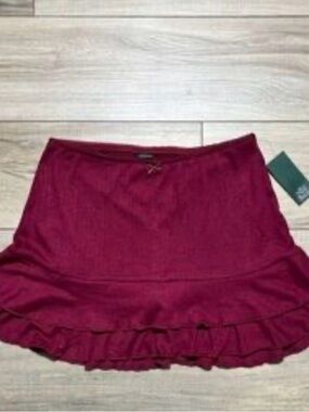 Wild Fable Ruffled Mini Skirt - Burgundy With Built-In Shorts